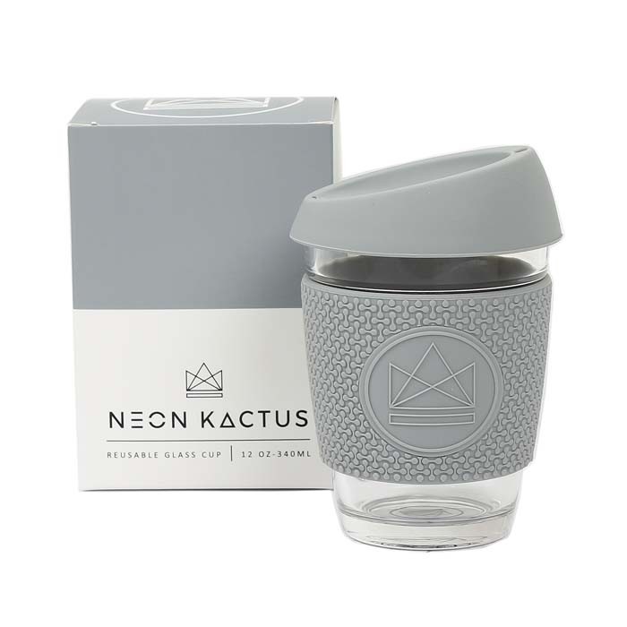 Neon Kactus Grey Glass Reusable Cup